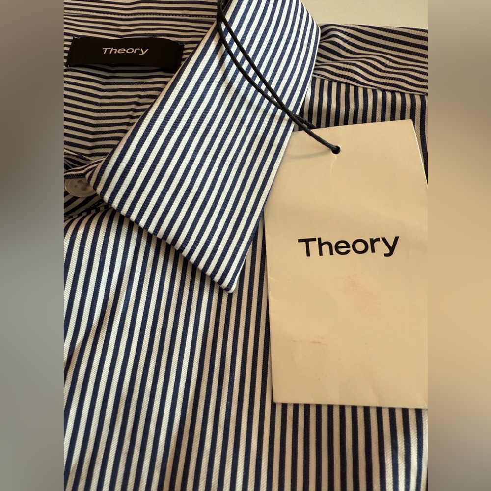 Theory Men’s Menlo SS Derby Stripe Button Down Shirt Men’s S